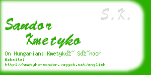 sandor kmetyko business card